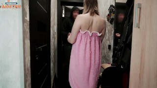 This pizza delivery guy got the most pleasant and awesome tips. - Naked girl and delivery guy.